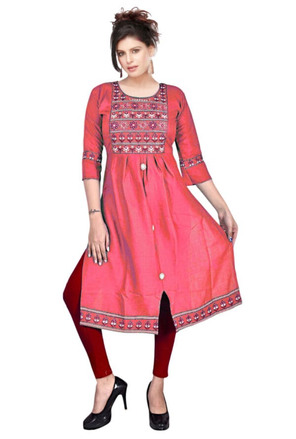 Emboidery Nyra Cut Party Wear Long Kurti for Girls & Women - Image 2