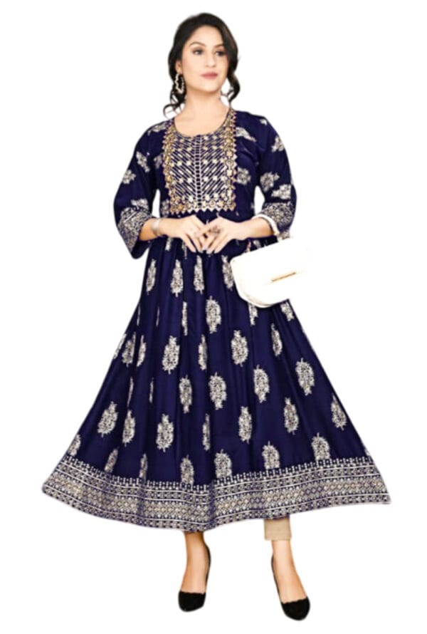 Embroidery Work Party Wear Long Ghera Kurti for Girls & Women