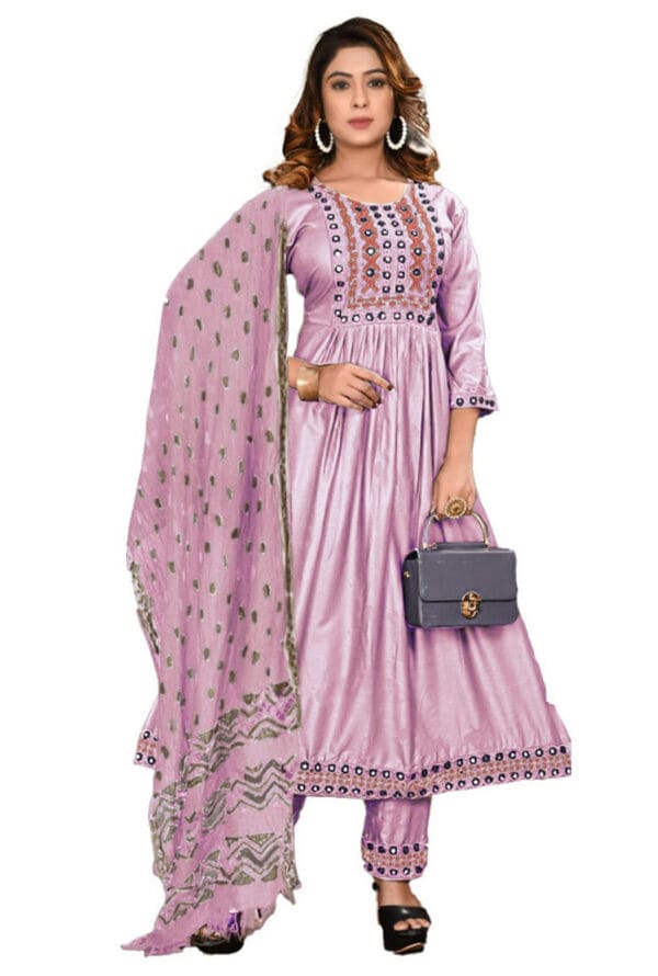 Embroidery Work Party Wear Long Ghera Kurti for Girls & Women