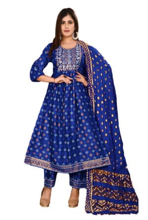 Embroidery Work Party Wear Long Ghera Kurti for Girls & Women