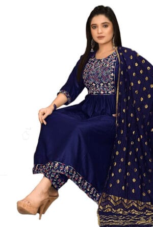 Embroidery Work Party Wear Long Ghera Kurti for Girls & Women