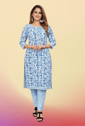 Cotton Kurti Pant Set (Pakistani Neck)