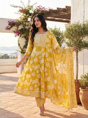 Anarkali Style Kurti Pant Dupatta