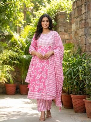 Anarkali Kurti Set with Pant & Dupatta