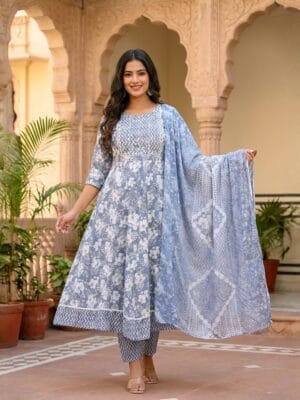 Anarkali Kurti Pant Set with Dupatta
