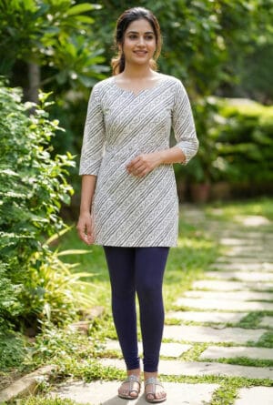 Women’s Beige Printed Straight Kurti